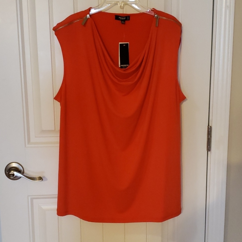 2x Orange Premise Scoop Neck Sleeveless Top